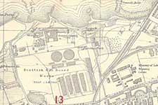 1950s map showing gas works – Click to enlarge