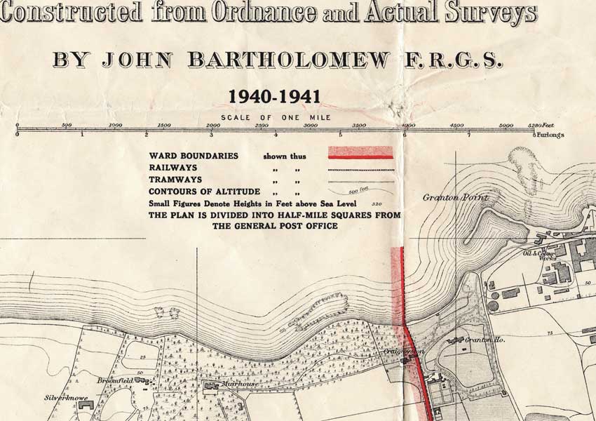 OLD ORDNANCE SURVEY MAP EDINBURGH NEWHAVEN GRANTON 1904 LEITH WARDIE BANGHOLM 